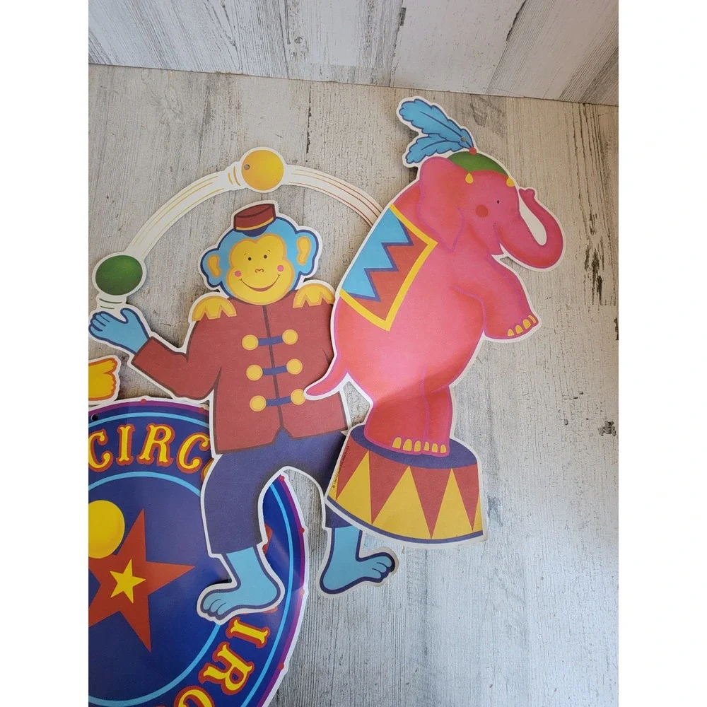 Vintage Bristle circus paper large hanging seal monkey lion elephant set